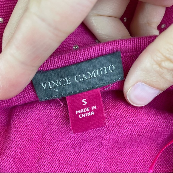 Vince Camuto Pink Silver Embellished Knit Sweater Top Women Small - Picture 2 of 6